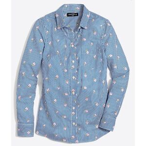J. Crew Factory XXS Classic button-down shirt in printed cotton Striped Blue Flo
